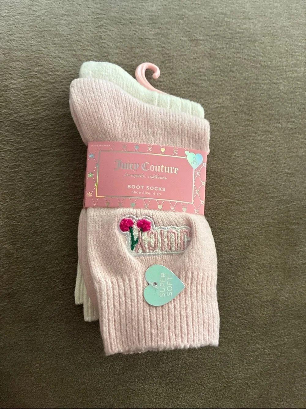 Juicy Couture Pink Plush Boot Socks